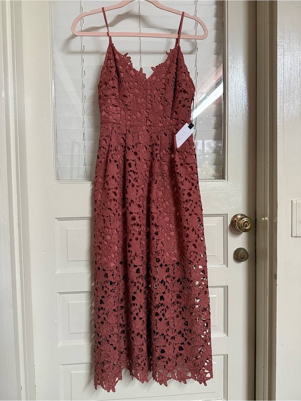 ASTR The Label Coral Cedar Crochet Dress Medium NWT